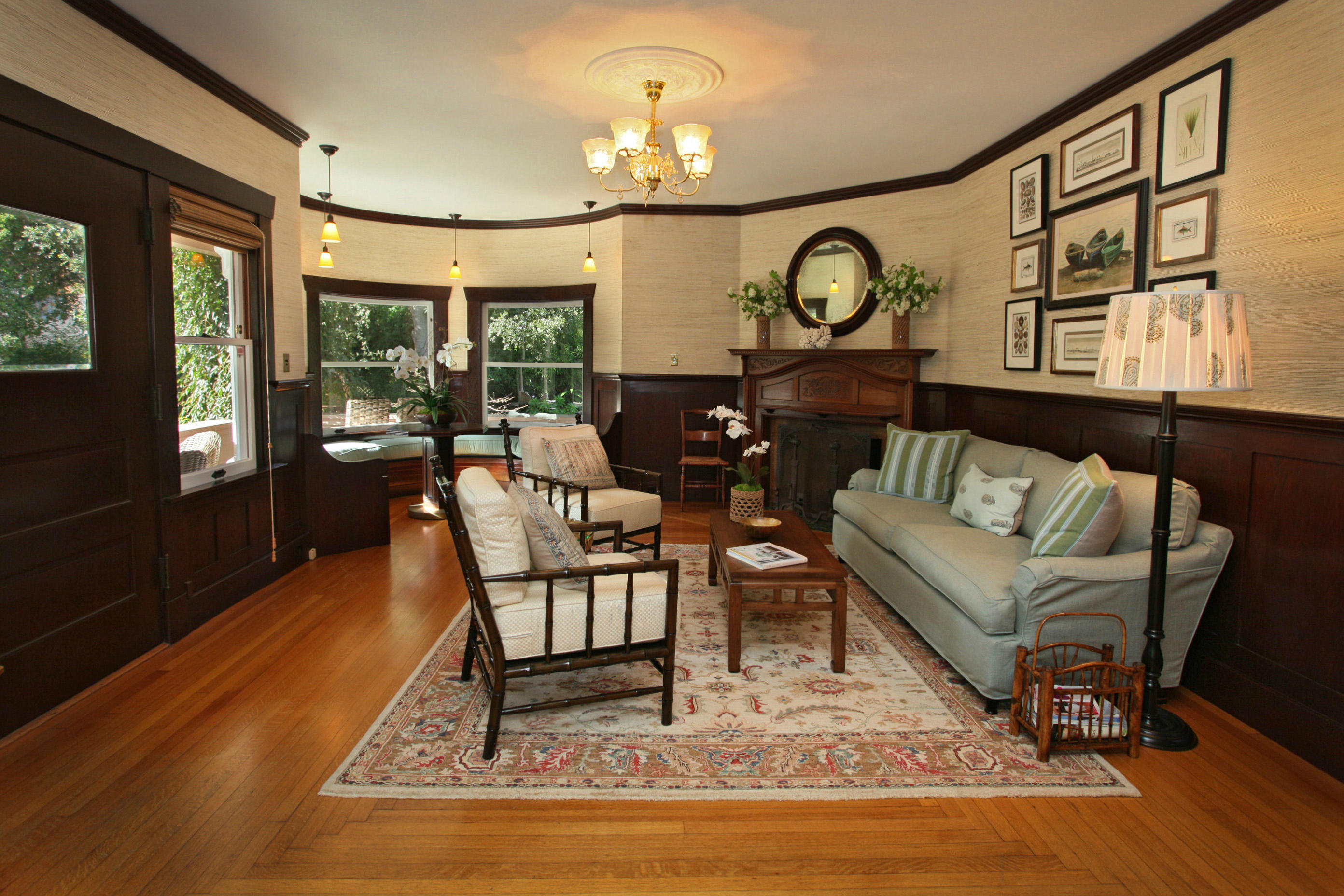 60 Olive Mill Road Santa Barbara, CA 93108 - Photo 4 of 15 a living room with furniture a fireplace and large windows