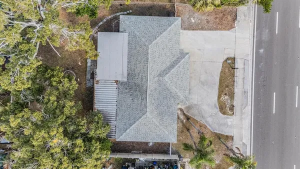 an aerial view of a house