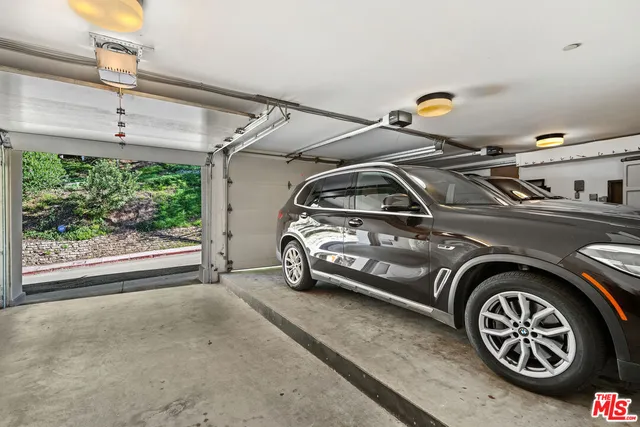 a view of car parked in garage