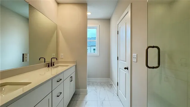 a bathroom with a shower
