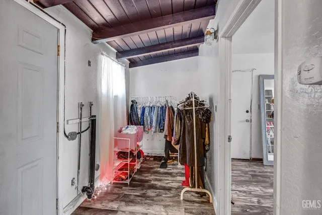 a view of a closet with storage