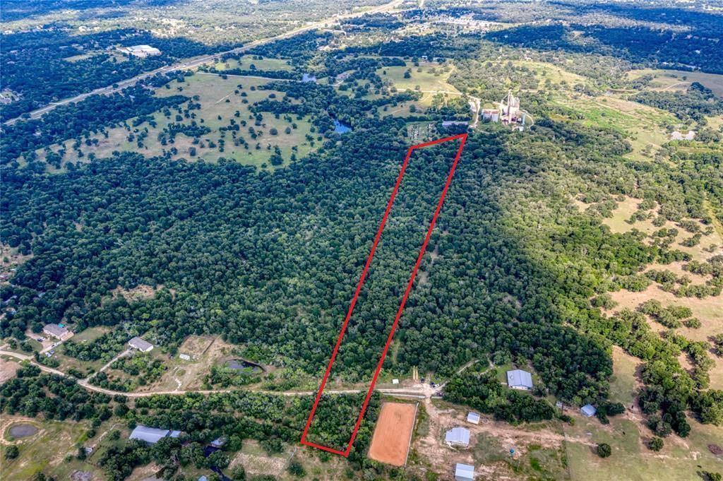 a city view with large trees
