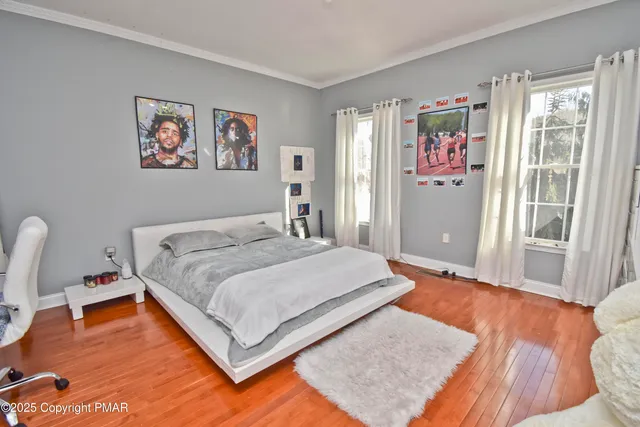 a view of a lake with a city