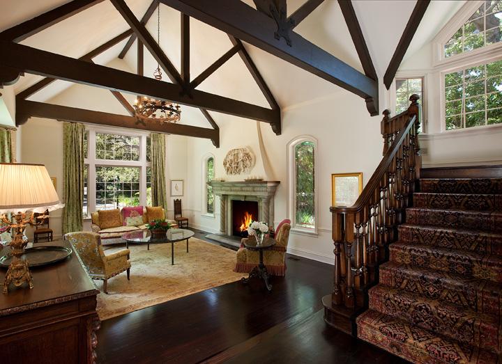 786 Hot Springs Road Montecito, CA 93108 - Photo 3 of 6 a living room with fireplace furniture and a floor to ceiling window