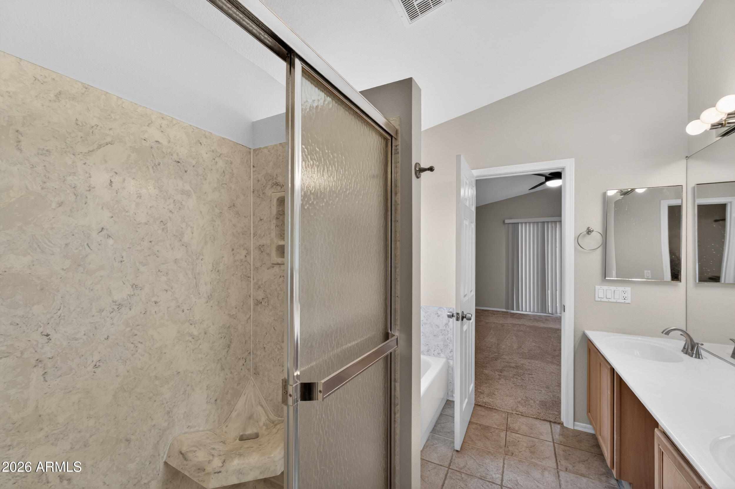 4729 West Monterey Street Chandler, AZ 85226 - Photo 24 of 50 a bathroom with a sink mirror and shower