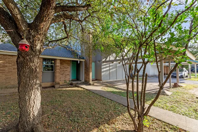 a tree in front of a house with large tree