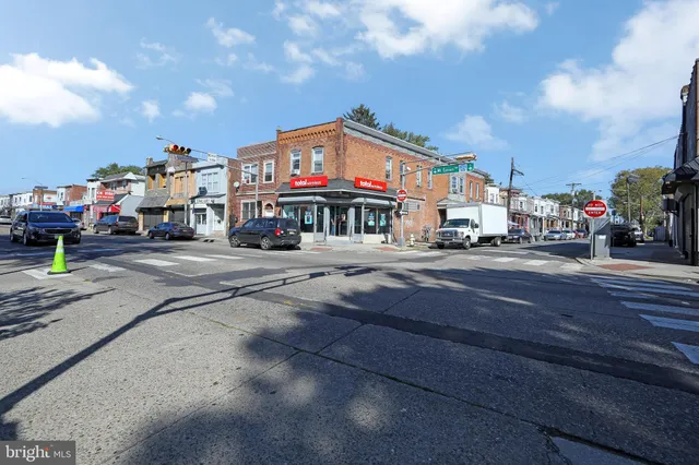 a front view of a building with street