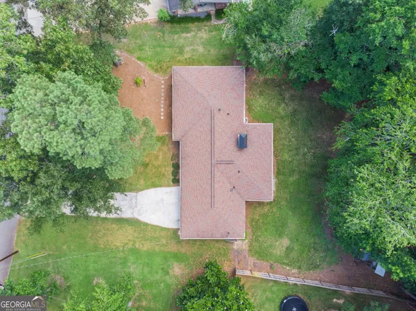 an aerial view of a house