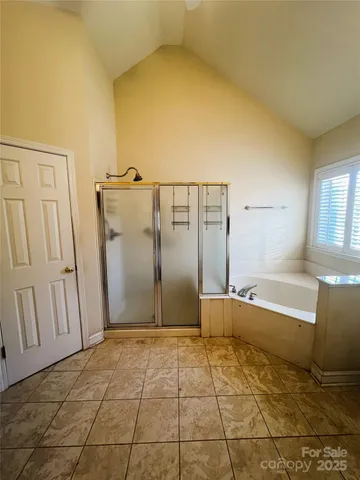 a view of a bathtub in a room