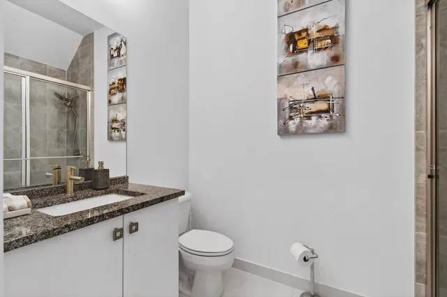 a view of a backyard with a lake view