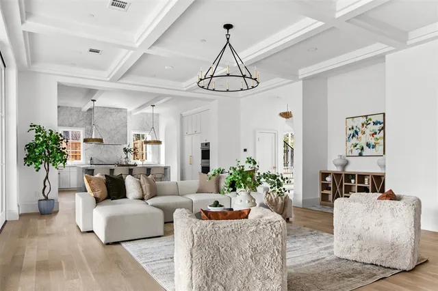 a kitchen with a refrigerator and microwave