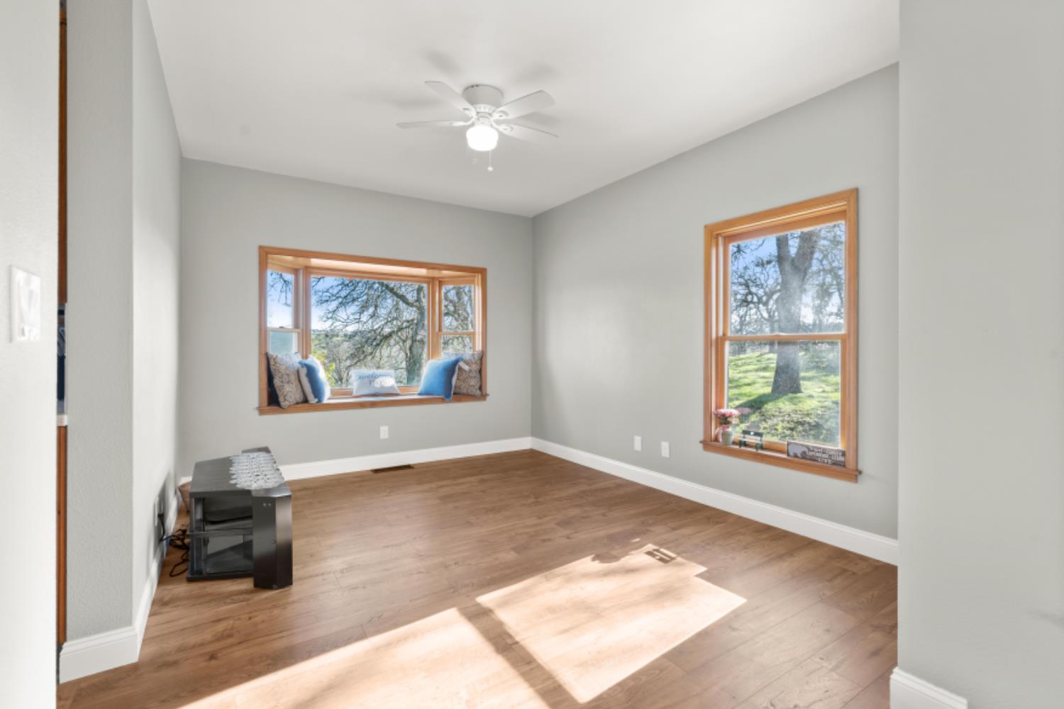 8251 Buffalo Ridge Road Ione, CA 95640 - Photo 27 of 75 a view of a room with window ceiling fan and wooden floor