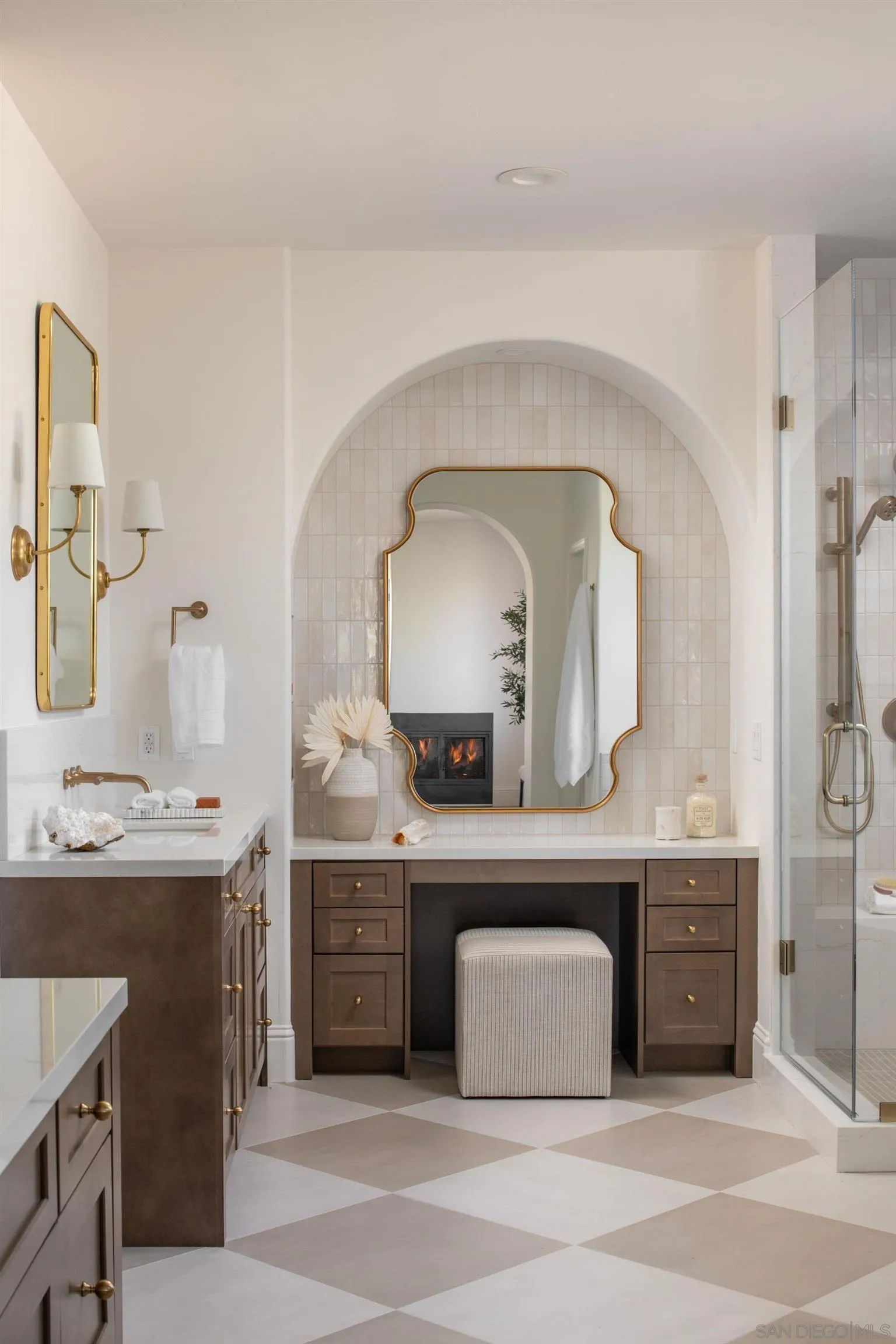 2815 Santa Fe Vista Court Encinitas, CA 92024 - Photo 32 of 74 a spacious bathroom with a double vanity sink and a mirror