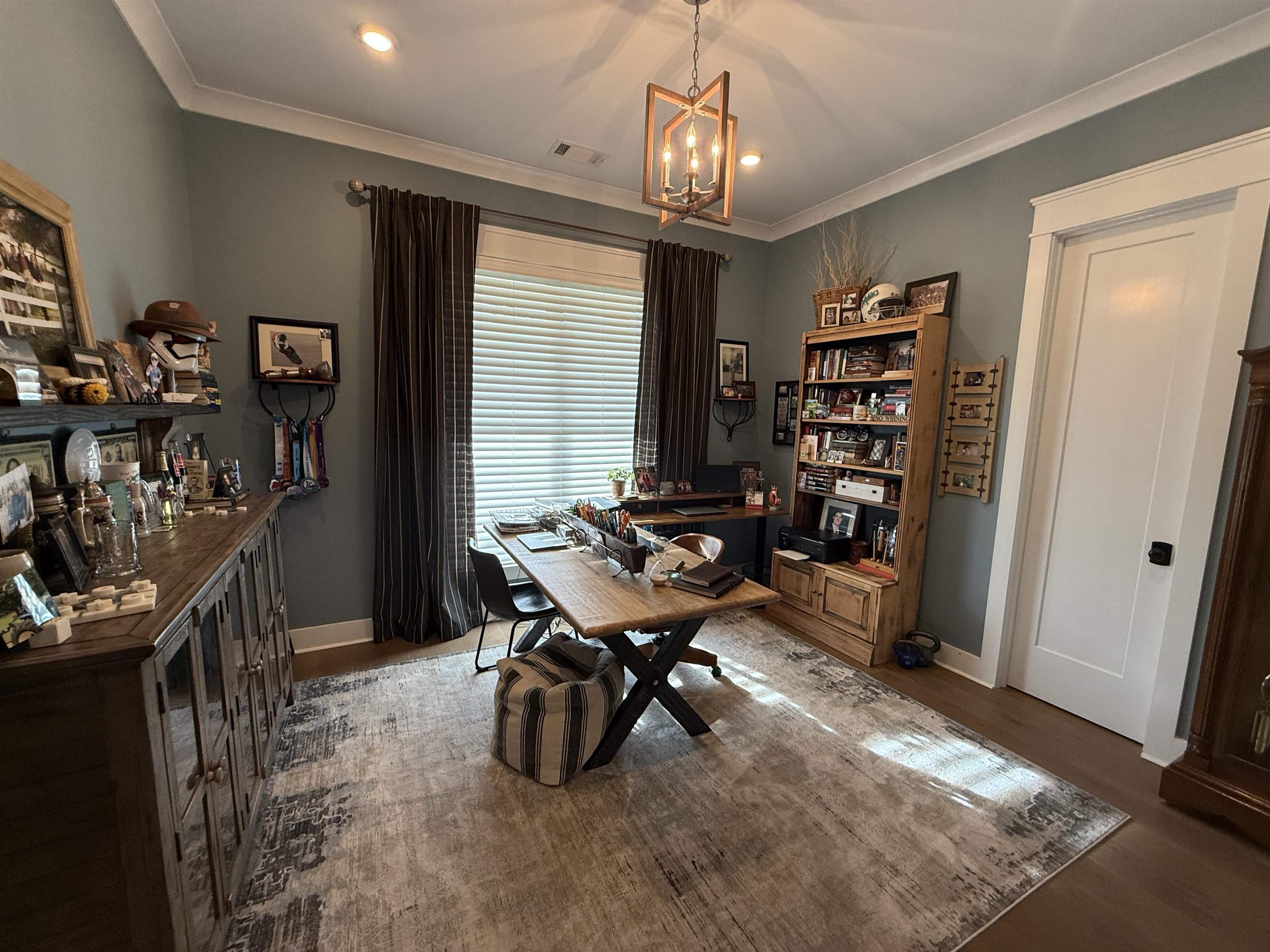 6900 Salem Road Lakeland, TN 38002 - Photo 31 of 40 Office space featuring a chandelier, dark wood-type flooring, and ornamental molding