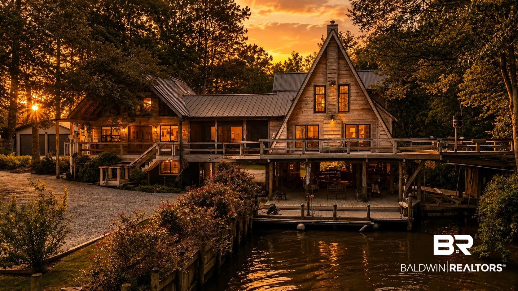 14587 Ridge Road Summerdale, AL 36580 - Photo 1 of 44 Waterfront property featuring a rustic wood-sided home with a metal roof