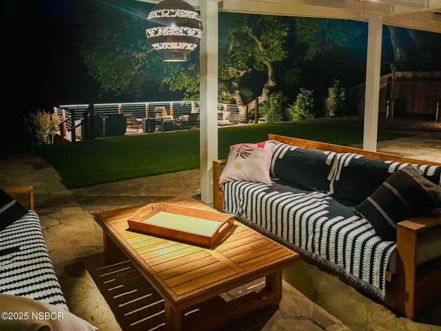 a view of a chairs in patio