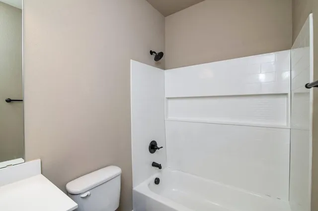 a bathroom with a toilet and a bathtub