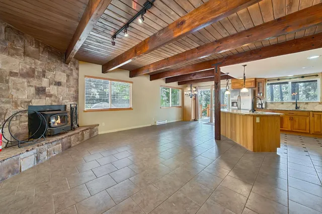 a view of a livingroom with a fireplace