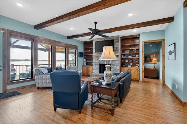 a bedroom with a bed and furniture