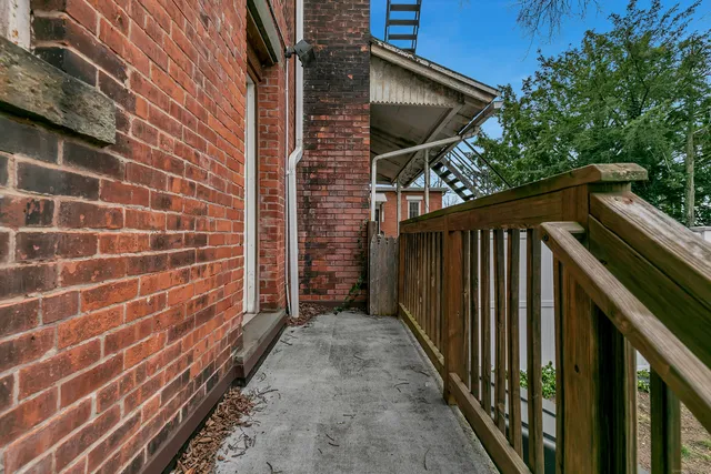 a view of wooden balcony