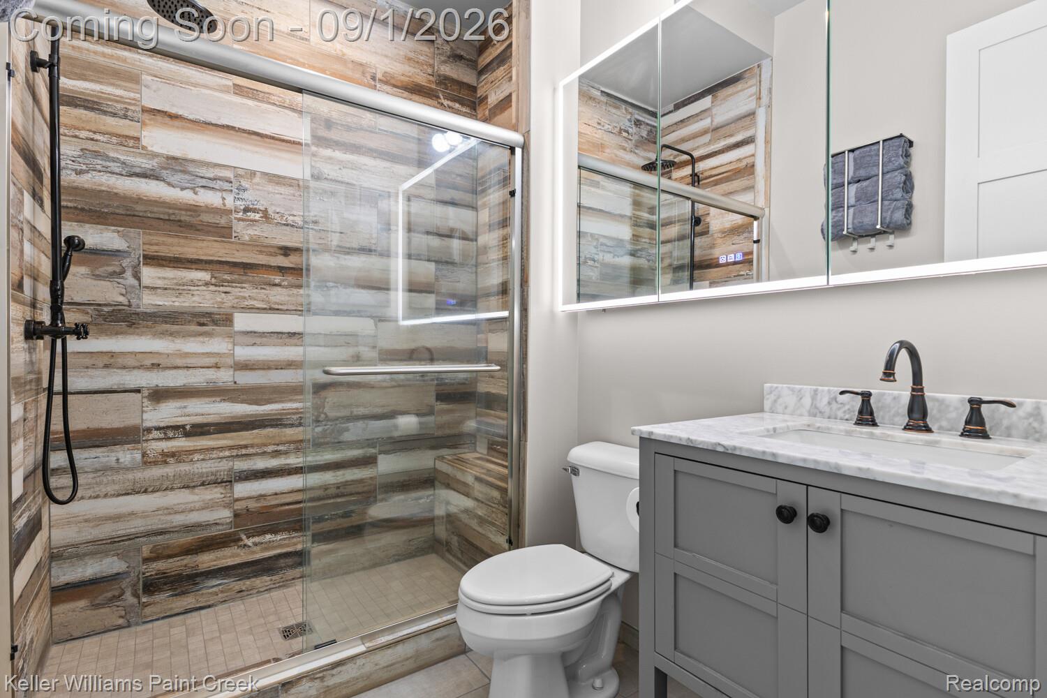 66927 Campground Road Washington, MI 48095 - Photo 33 of 60 Bedroom #2 , Private bath with oversized shower, brand new $2000 LED Lighted Bathroom Medicine Cabinet With Mirror, Defogger, Touch Sensor, 3 Colors, Dimmer