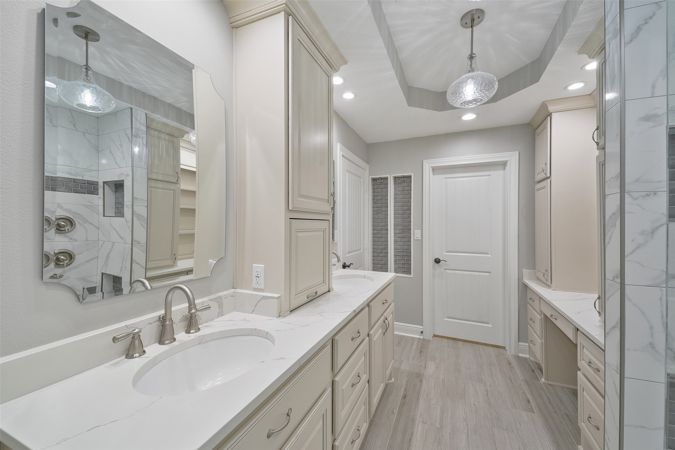 2915 Katy Hockley Road Katy, TX 77493 - Photo 23 of 50 Another view of Primary bathroom double sinks, quartz countertops. Custom cabinets throughout the bathroom.