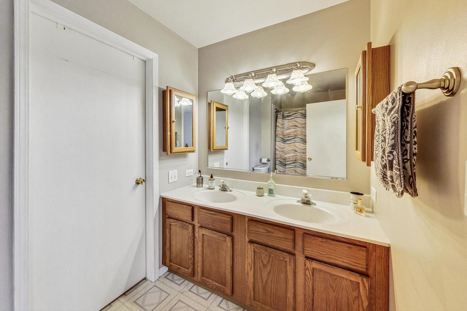 510 Porten Road Island Lake, IL 60042 - Photo 13 of 29 a bathroom with a double vanity sink and a mirror