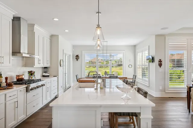 an aerial view of a house with a lake view