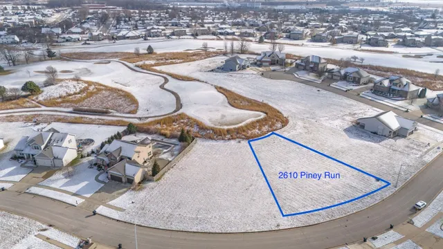 an aerial view of a swimming pool