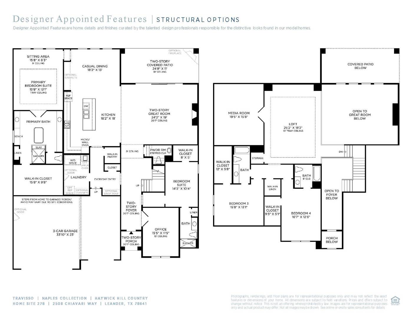 2508 Chiavari Way Leander, TX 78641 - Photo 24 of 24 Examine this comprehensive floor plan, highlighting the strategic arrangement of living spaces across multiple levels.