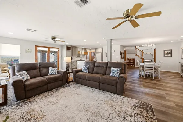 a living room with furniture