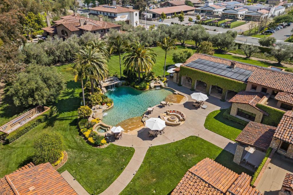 6314 El Apajo Rancho Santa Fe, CA 92067 - Photo 59 of 60 an aerial view of a house with garden space and street view