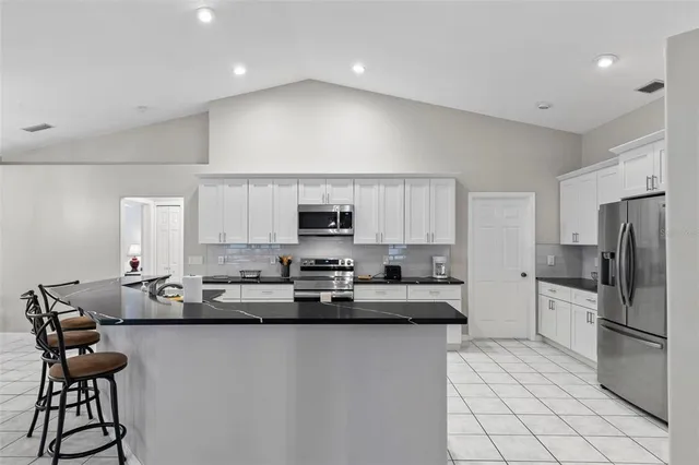 a bath tub sitting in a bathroom
