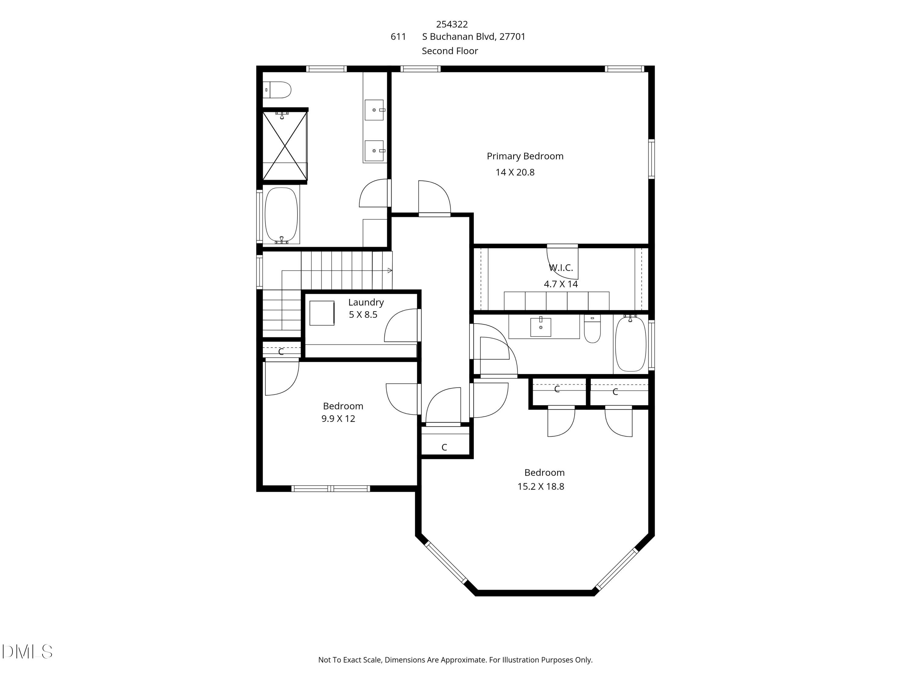 611 South Buchanan Boulevard Durham, NC 27701 - Photo 73 of 73 Second Floor Floor Plan