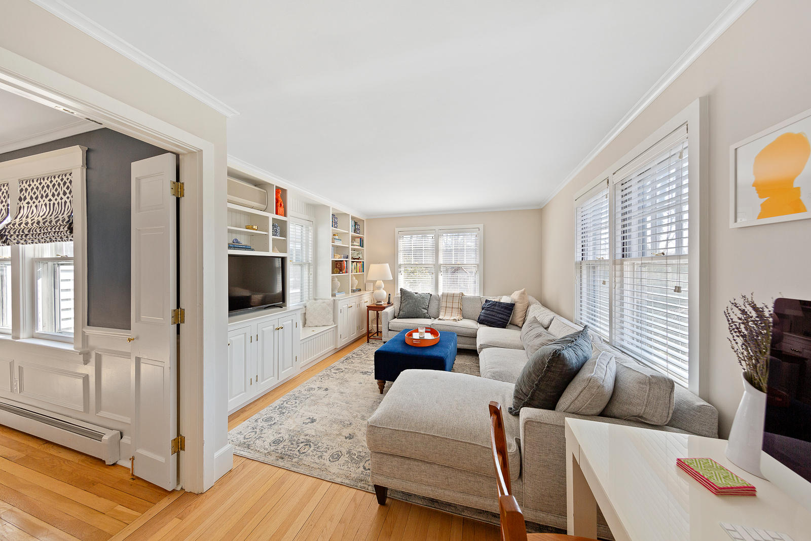 70 Middlesex Road Darien, CT 06820 - Photo 14 of 36 a living room with furniture and a flat screen tv