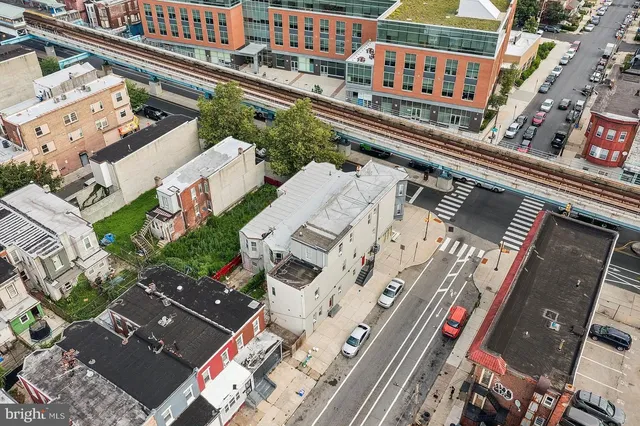 an aerial view of a building