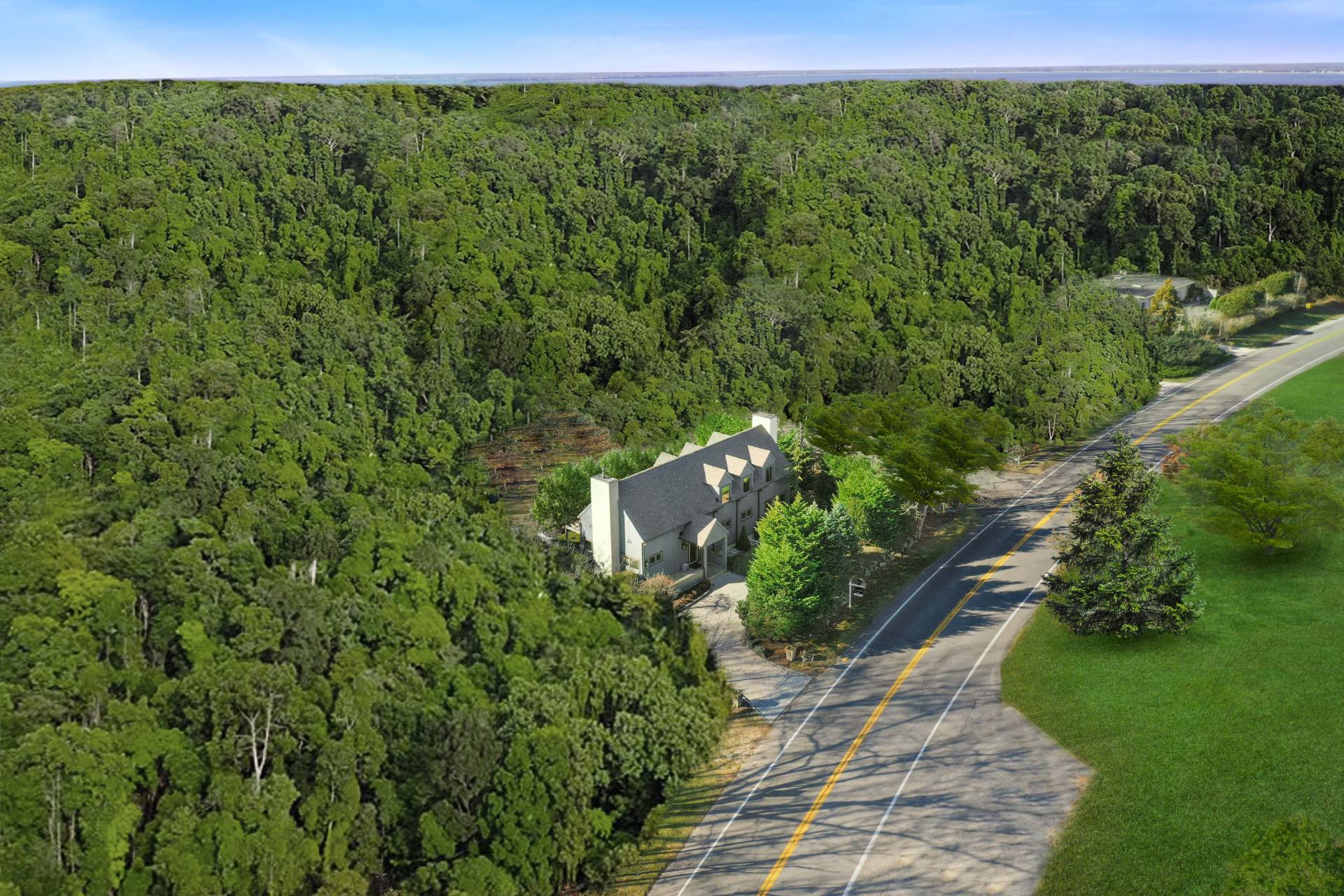 a view of a garden with a building in the background