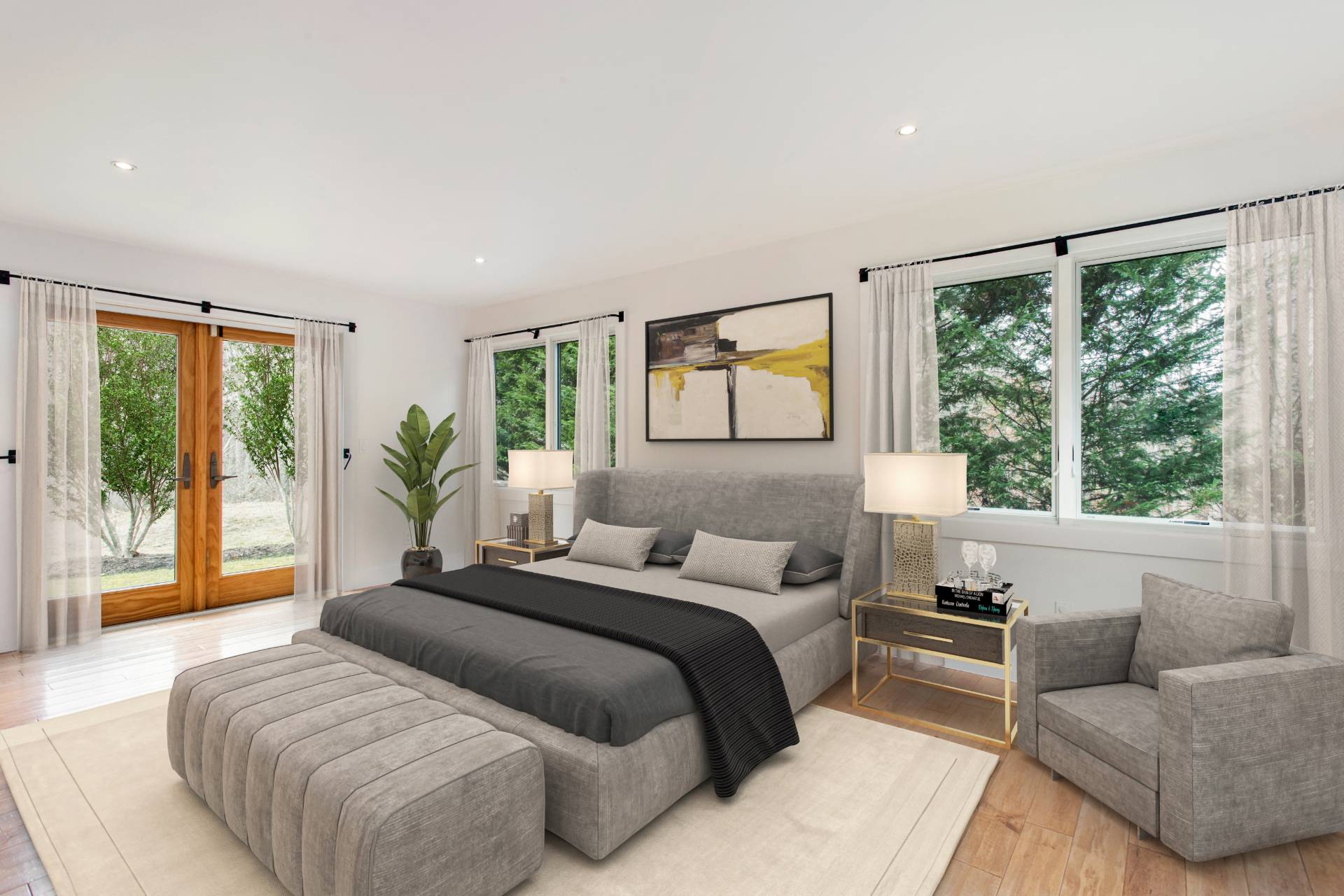 1095 Millstone Road Sag Harbor, NY 11963 - Photo 6 of 19 a bedroom with a large bed and a large window