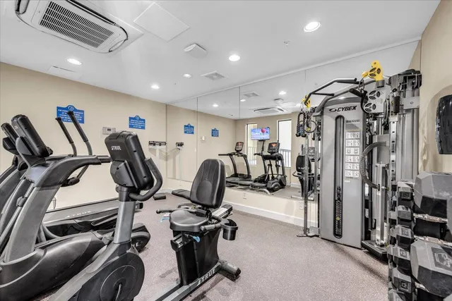 a view of a room with gym equipment