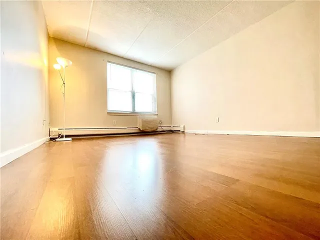 a view of a room with a door