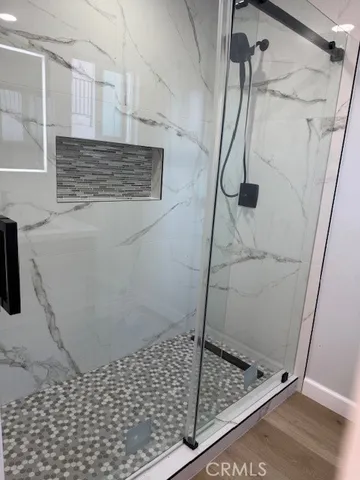 a bathroom with a shower