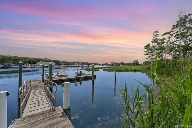 a view of a lake with a terrace