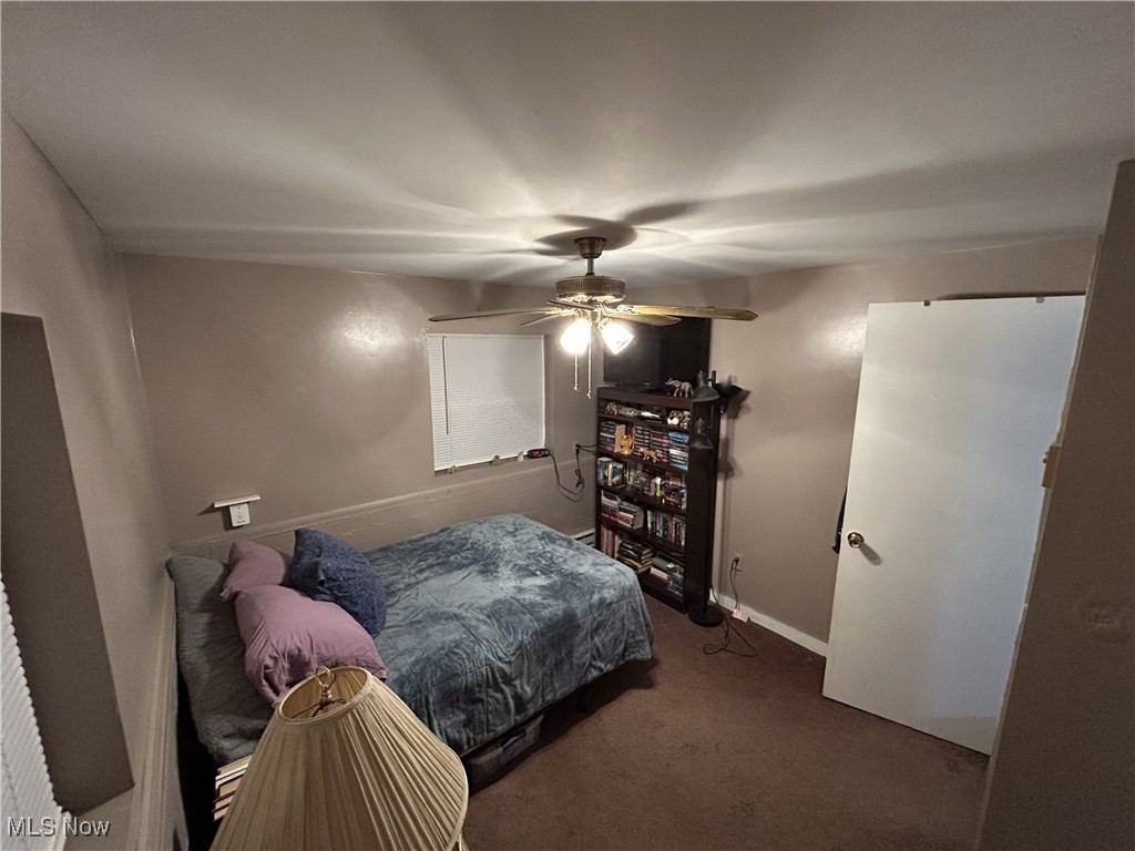 6370 Trumbull Road Geneva, OH 44041 - Photo 36 of 50 Bedroom with dark colored carpet and ceiling fan