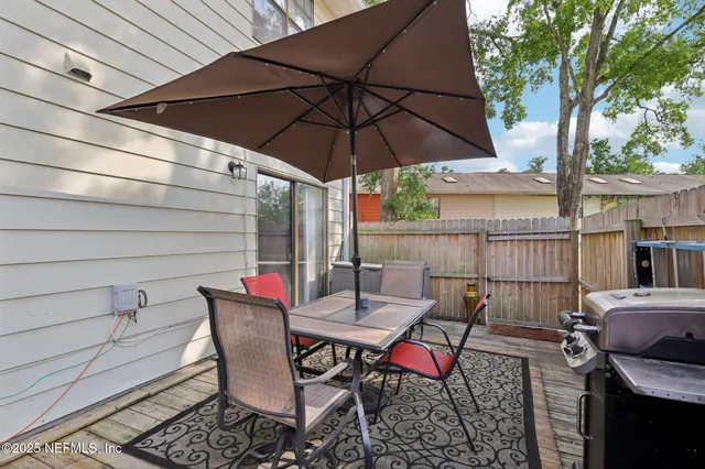 a outdoor view with a sitting space