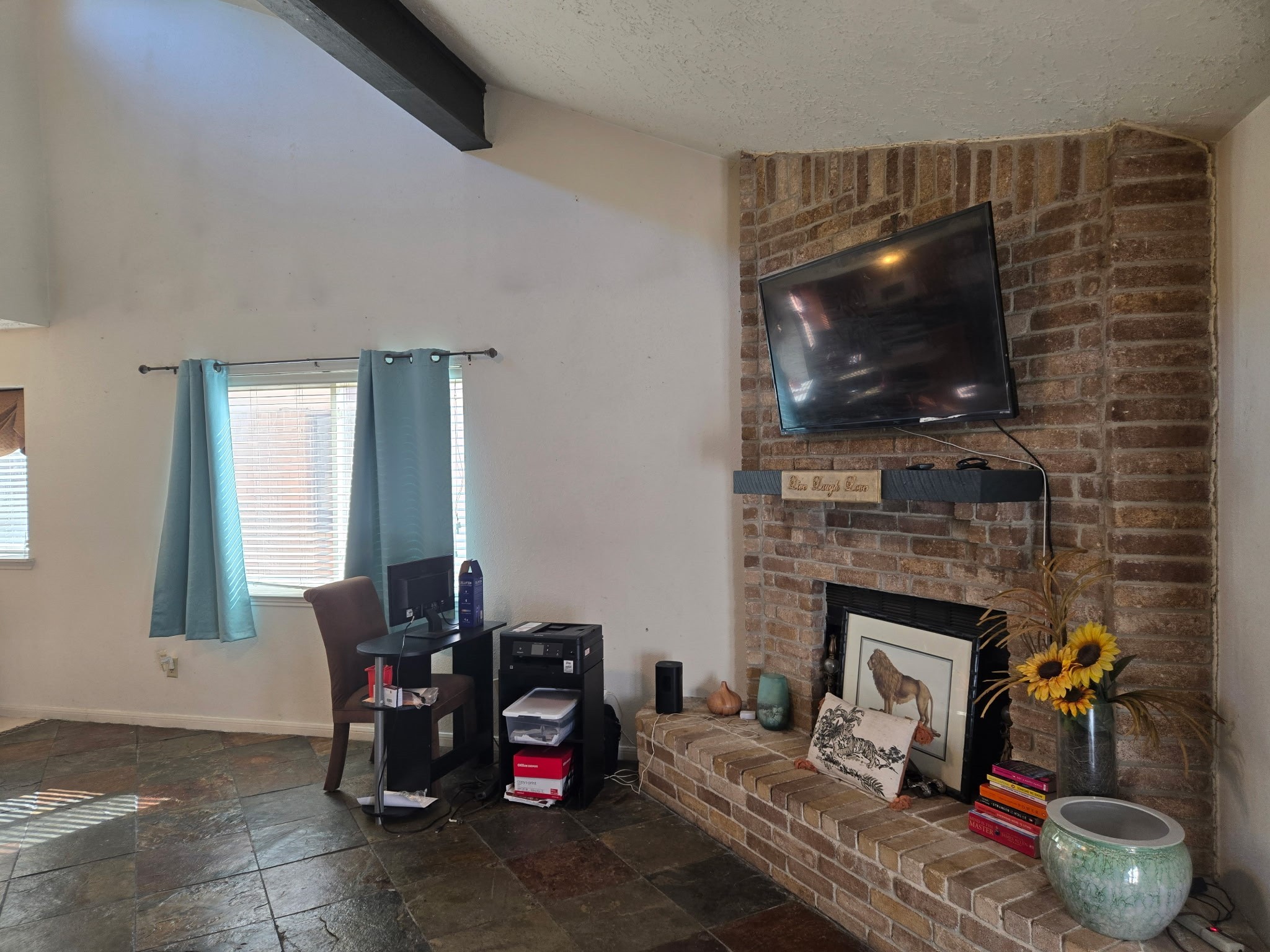 11615 Stone Bridge Drive Houston, TX 77064 - Photo 9 of 14 a living room with furniture and a fireplace