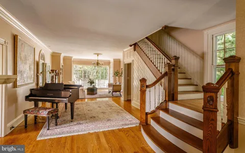 an aerial view of a house with a garden