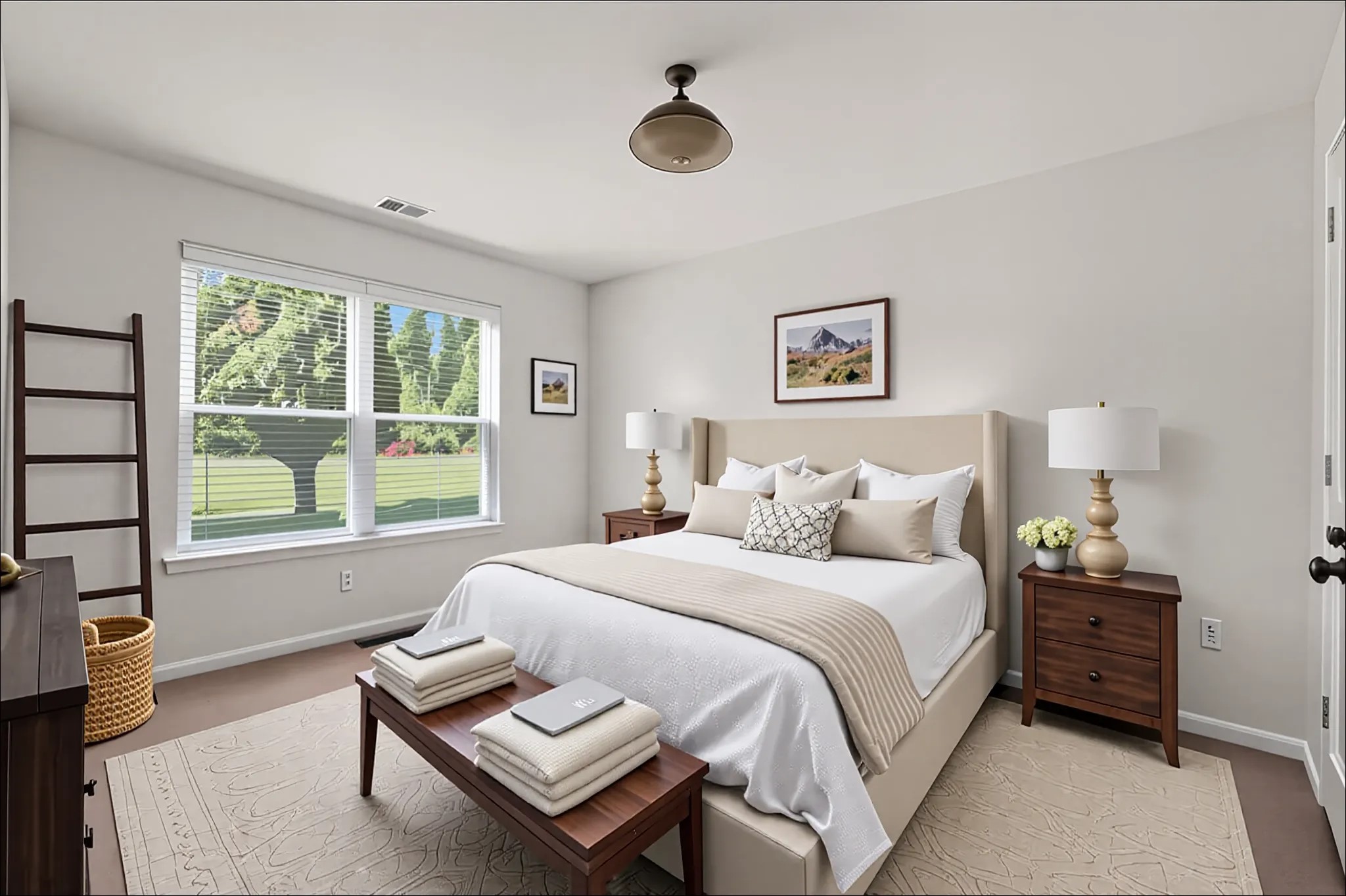 34334 Howell Road Waller, TX 77484 - Photo 17 of 37 This cozy bedroom provides a comfortable retreat with a ceiling fan and a large window that brings in natural light and offers views of the surrounding greenery.