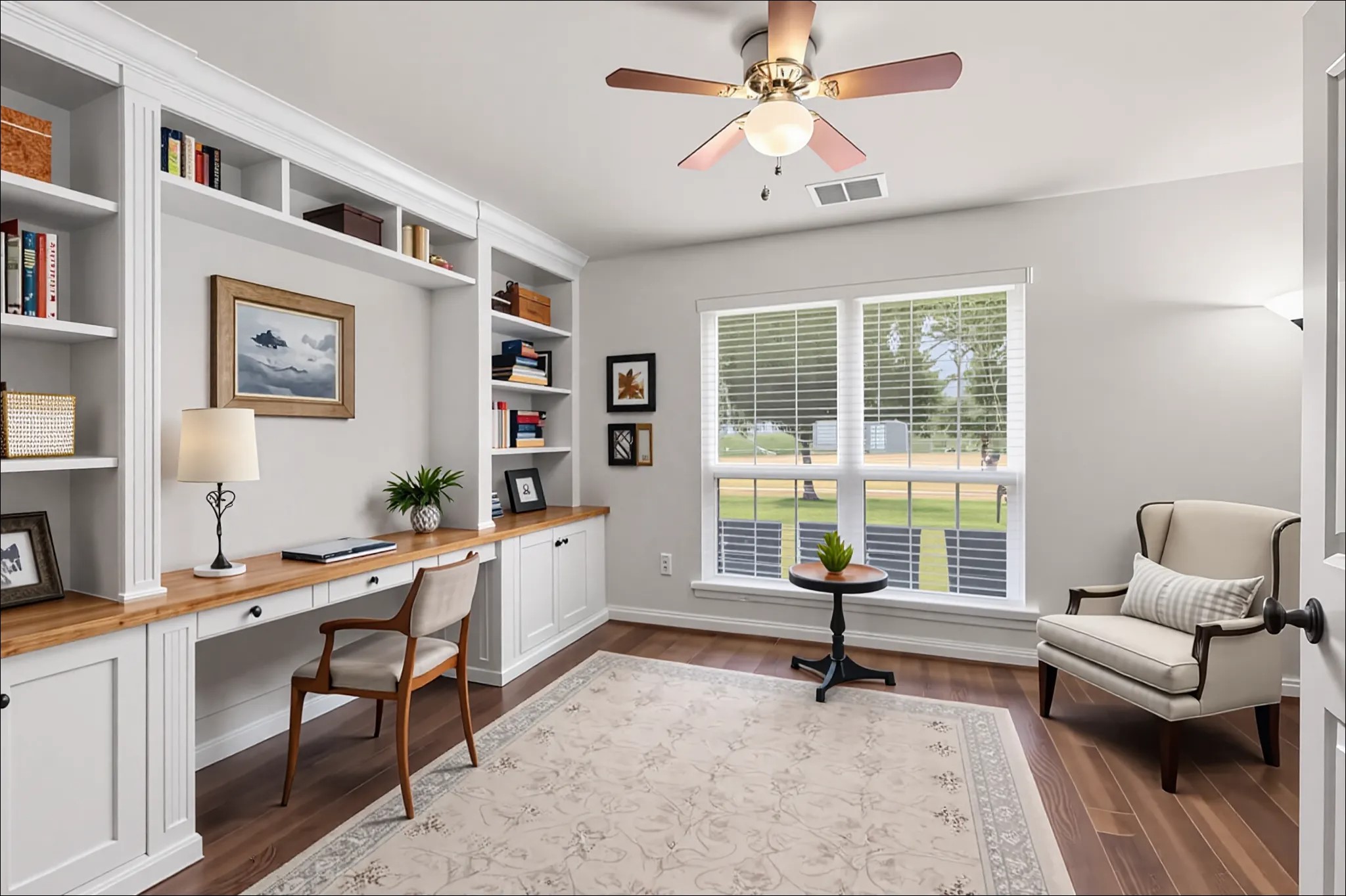 34334 Howell Road Waller, TX 77484 - Photo 19 of 37 This versatile room can easily serve as a productive home office or a comfortable den. Enjoy the natural light and the convenience of a ceiling fan.