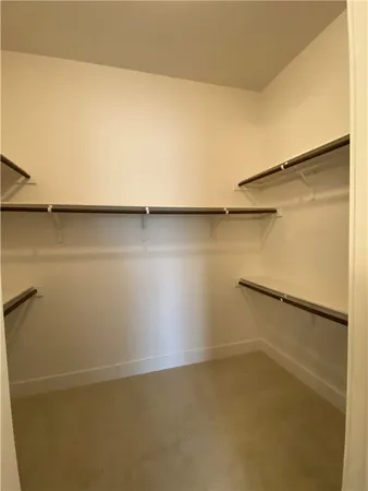 an empty room with a door