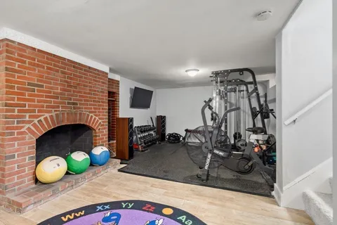 a room with gym equipment